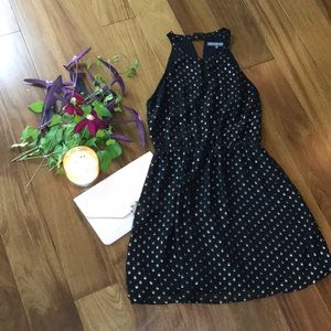 Black with Gold Polka Dot Dress Sleeveless